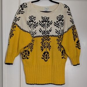Jennifer Reed Chunky Knit Sweater Floral Nordic Pattern Oversized